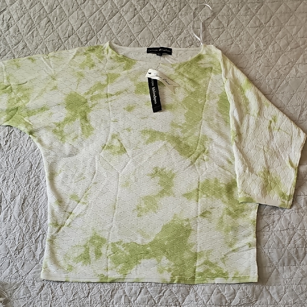 Catherine Malandrino Green Relaxed 3/4 Sleeve Tee
